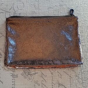 Marc Jacobs Leather Metalic Clutch Purse with Zipper Top